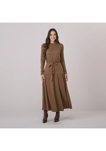 Vestido Juliana Em Lanzinha Marrom Tata Martello Outono/Inverno 2026