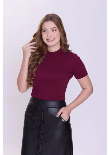 Blusa Lorena Em Malha Canelada Bordo Hapuk Outono/Inverno 2026