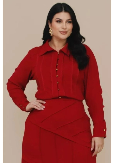 Camisa Juliete Em Viscolinho Vermelha Plus Nitido Outono/Inverno 2026
