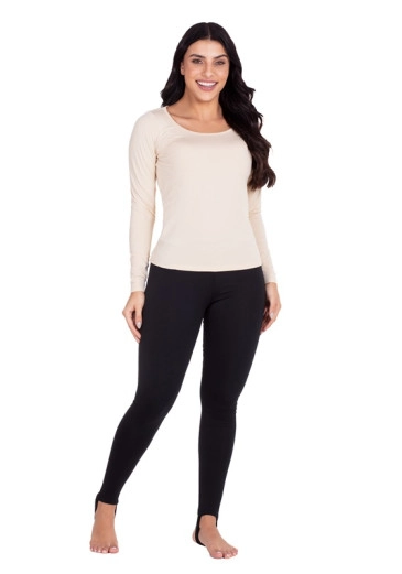 Blusa Térmica Ingrid Em Malha Lisa Bege Hapuk Outono/Inverno 2024