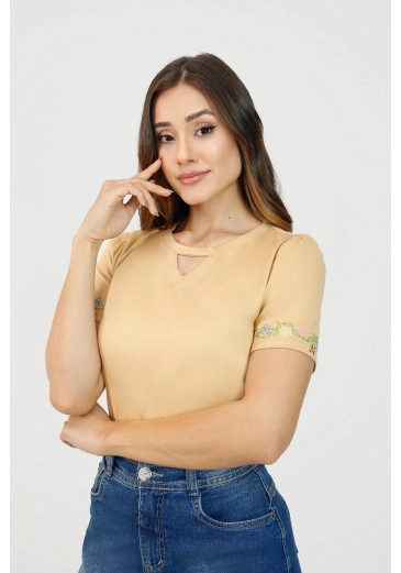 Blusa Maia Em Malha Peach Bege Nítido Outono/Inverno 2025