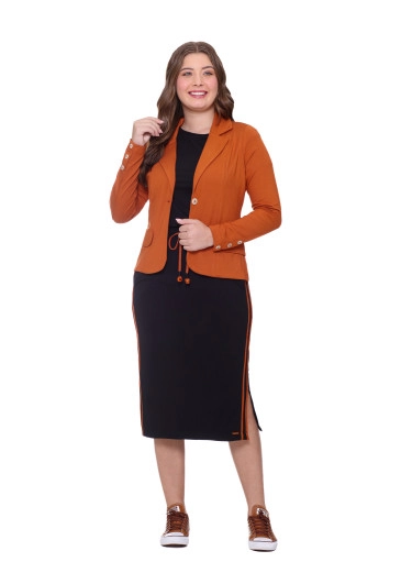 Blazer Elisa Caramelo Em Malha Estruturada Hapuk Outono/Inverno 2025