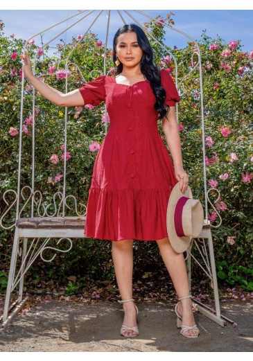 Vestido Camily Em Lese De Malha Vermelho Maria Amore Primavera/Verão 2026