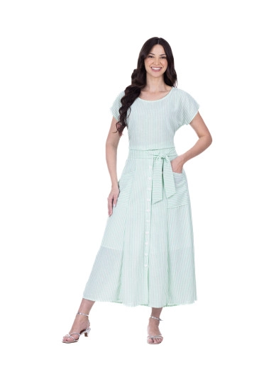 Conjunto Izaura Em Tecido Plano Listrado Verde Hapuk Primavera/Verão 2026