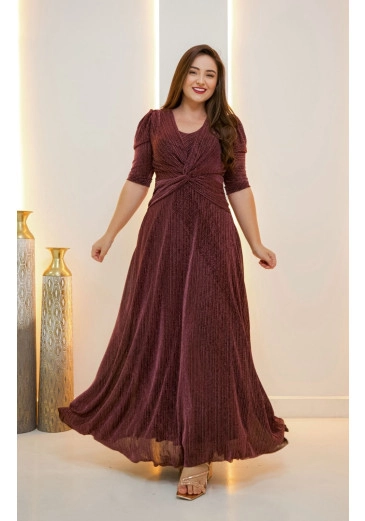 Vestido Michelle Longo em Malha Lurex com Detalhes em Amarração Maria Amore Primavera/Verão 2025