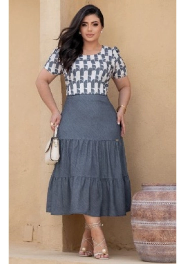 Conjunto Em Crepe Cinza Maria Amore Outono/Inverno 2025