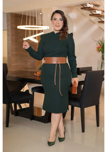 Vestido Plus Size Em Malha Tweed Forrado Kauly Outono/Inverno 2023