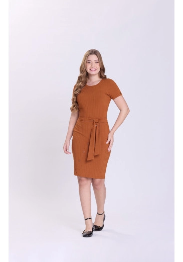 Vestido Madalena Em Malha Canelada Caramelo Hapuk Outono/Inverno 2026