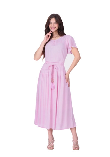 Vestido Naila Em Tecido Plano De Viscose Rosa Hapuk Primavera/Verão 2026