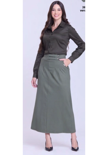 Saia Lidi Em Ponto Roma Verde Hapuk  Outono/Inverno 2026