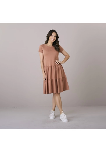 Vestido Talita Em Malha Bege Tatá Martello Outono/Inverno 2025