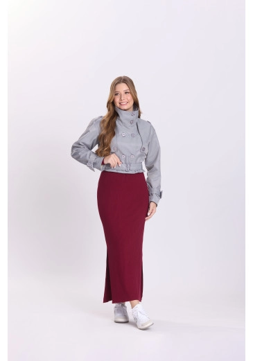 Trench Coat Lua Em Sarja Cinza Hapuk Outono/Inverno 2026