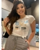 T-shirt Acessórios com Poá Azul  Victoria's Princess 