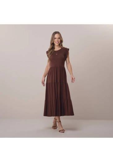 Vestido Brenda Em Malha Conforto Marrom Tata Martello Primavera/Verão 2026