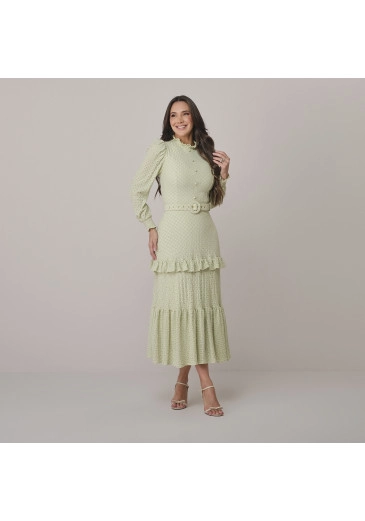 Vestido Valeria Em Malha Laise Verde Tata Martello  Outono/Inverno 2026