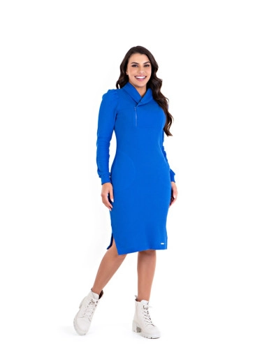 Vestido Juliana Em Tricot E Malha Azul Royal Hapuk Outono/Inverno 2023