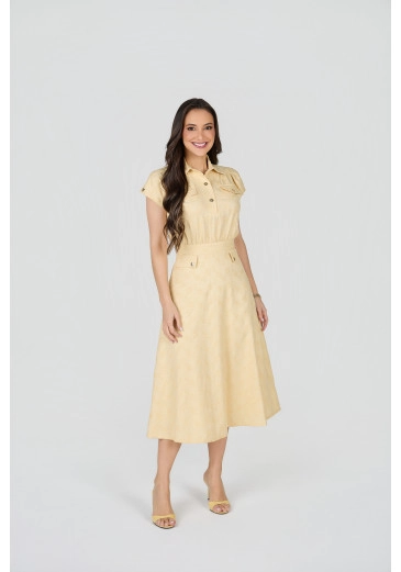 Vestido Alessandra Em Bordado Caparica Amarelo Tata Martello Primavera/Verão 2027