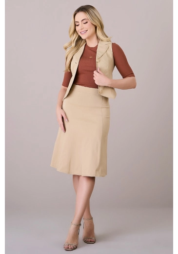 Conjunto Camily Em Bengaline Com Elastano Bege Tatá Martello Outono/Inverno 2025