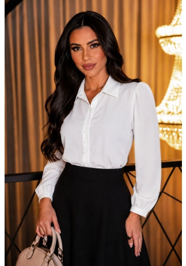 Camisa Yara Em Crepe Pele De Pêssego Branco Maria Amore Outono/Inverno 2026