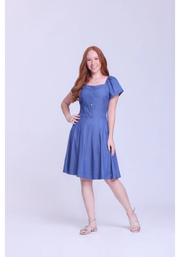 Vestido Aline Em Tecido Plano Azul Hapuk  Primavera/Verão 2026