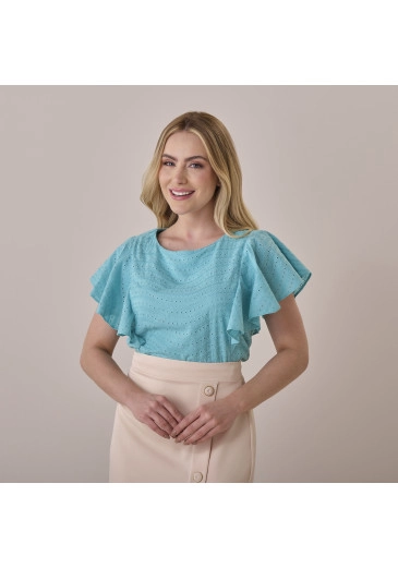 Blusa Carmen Em Laise Maragogi Azul Tata Martello Primavera/Verão 2026