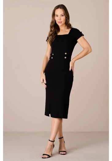 Vestido Leona em Malha French Tubinho Preto Tatá Martello Alto Verão 2025 