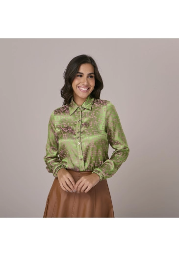 Camisa Adriely Em Sat Jacq  Verde Tatá Martello Outono/Inverno 2025