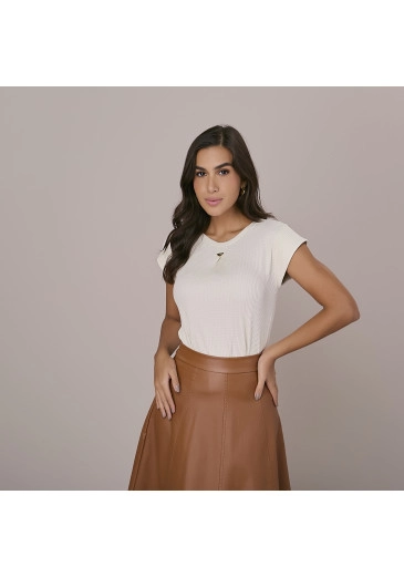 Blusa Priscila Em Malha Volare Off White Tatá Martello Outono/Inverno 2025