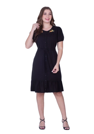 Vestido Ednéia Com Bordado Industrial Preto Hapuk Primavera/Verão 2025