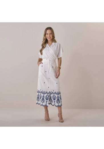 Saia Luciana Em Algodão Bordado Branco Tata Martello Primavera/Verão 2026