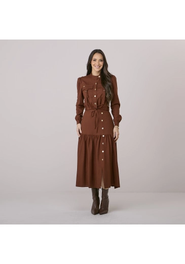 Conjunto Jordana Em Linho Marrom Tata Martello Outono/Inverno 2026