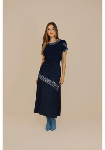 Saia Erica Midi Azul Marinho Nitido Outono/Inverno 2026