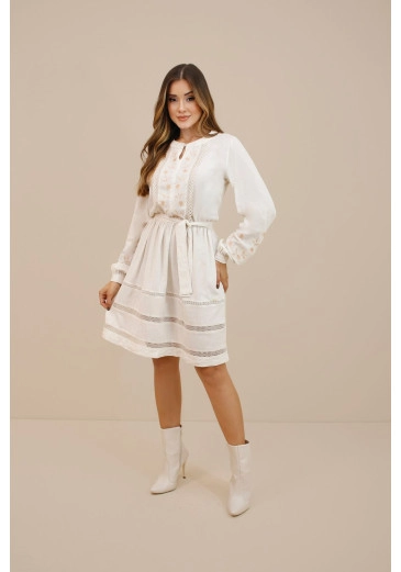 Vestido Natalia Em Viscolinho Off White Nitido Outono/Inverno 2026