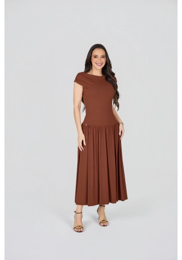 Vestido Antonela Em Stella Maris Premium Marrom Tata Martello Primavera/Verão 2027