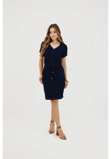 Vestido Zaida Em Malha Karen Azul Nítido  Primavera/Verão 2026