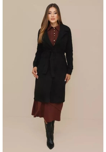 Trench Coats Brenda Em Alfaiataria Preto Nitido Outono/Inverno 2026 