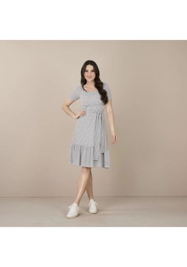 Vestido Pauline Em Malha Bubble Preto Tatá Martello Primavera/Verão 2025