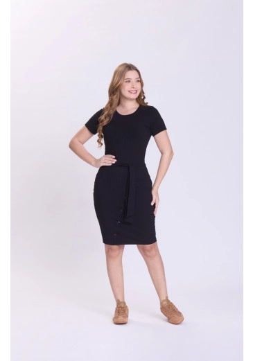 Vestido Madalena Em Malha Canelada Preto Hapuk Outono/Inverno 2026