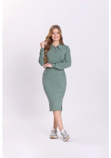 Conjunto Cintia Em Malha Canelada Verde Hapuk Outono/Inverno 2026