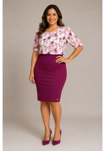 Blusa Helena Em Sedinha Roxo Maria Amore Outono/Inverno 2026