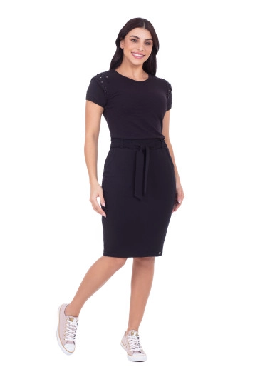 Blusa Jasmine em Malha Texturizada com Bordado Preta Hapuk Primavera/Verão 2025
