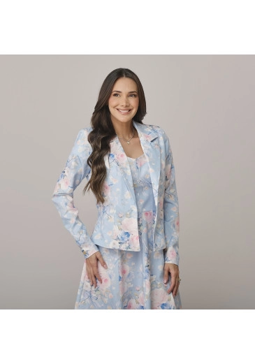 Blazer Barbara Em Alfaiataria Soho Estampa Exclusiva Azul Tata Martello Outono/Inverno 2026