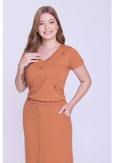 Blusa Lua Em Malha De Algodão Caramelo Hapuk Outono/Inverno 2026