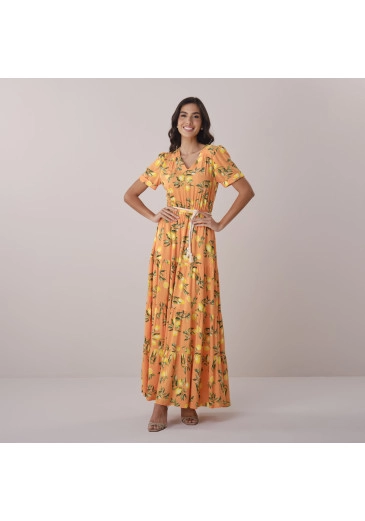 Vestido Sabrina Em Viscolinho Laranja Tata Martello Primavera/Verão 2026