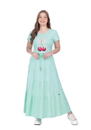 Saia Rute Em Malha De Algodão Verde Agua Hapuk  Primavera/Verão 2026