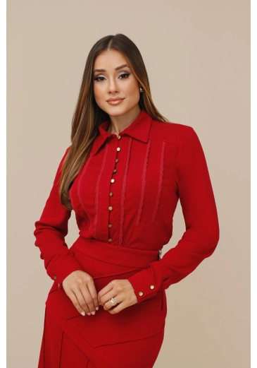 Camisa Juliete Em Viscolinho Vermelha Nitido Outono/Inverno 2026