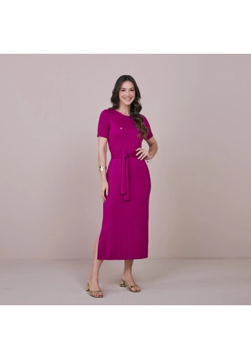 Vestido Maya em Viscolycra com Fúcsia Tatá Martello Outono/Inverno 2024