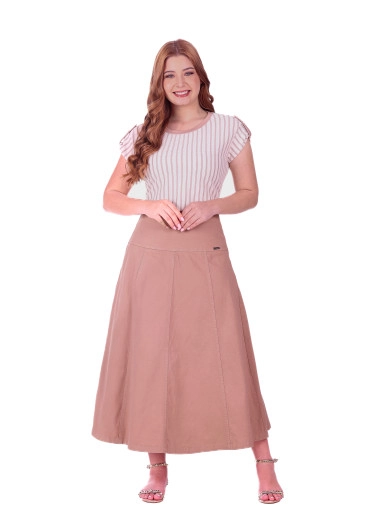 Saia Heloisa Em Jeans Color Bege Médio Hapuk Primavera/Verão 2026