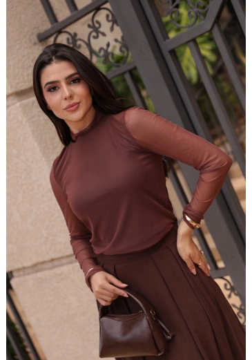 Cacharrel Amalia Em Tule Marrom Jany Pim Outono/Inverno 2026