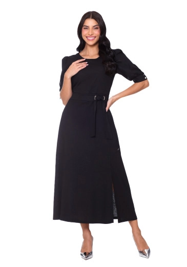 Vestido Hillary Preto Em Linho Hapuk Outono/Inverno 2025